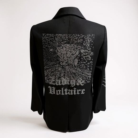 ZADIG & VOLTAIRE Studded Black Panther Jacket Rhinestone Blazer - Picture 1 of 9